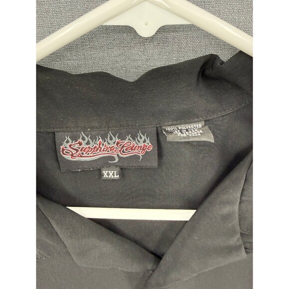 Vtg Dragonfly Blue Flames Button Shirt Mens 2XL Fire AOP Y2K Korea Made - Picture 3 of 6